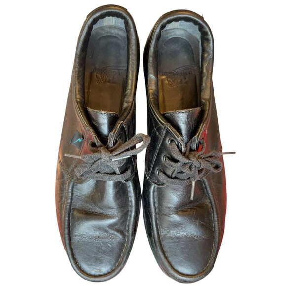 Vintage Red Wing Black Leather Steel Moc Toe Derby Work Shoes Mens Size 10 D USA main image 13